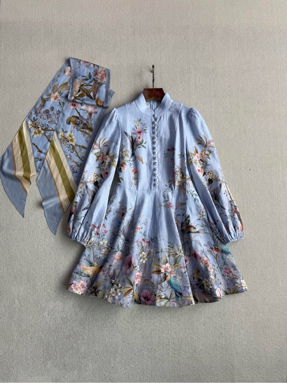 NWOT Zimmermann Floral Linen Mini Dress in Light Lavender, Size AU 0/1/2/3 - Picture 2 of 13